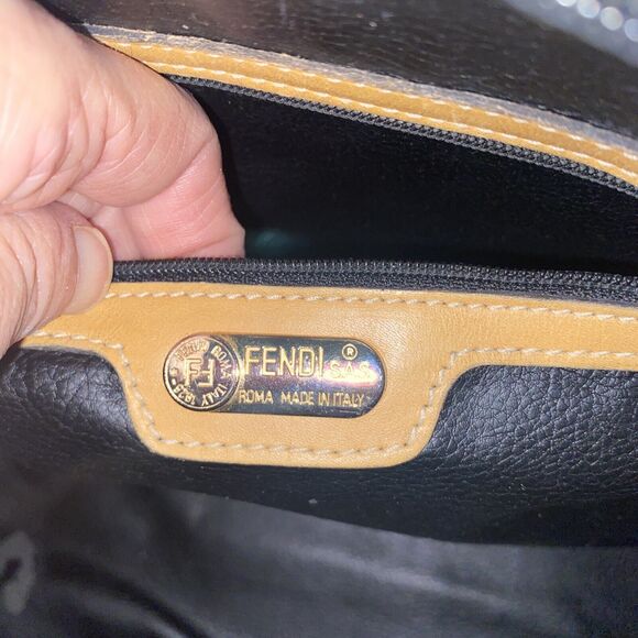 Vintage 80s Fendi Gorgeous Leather Stripe Handbag Purse - Picture 12 of 13